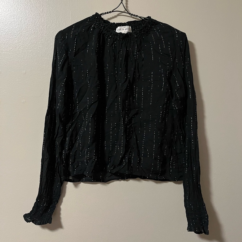 Cloth & Stone Long Sleeve Black Lightweight Blouse XS